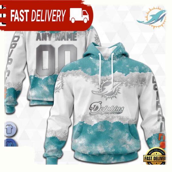 Custom Name Number NFL Miami Dolphins Color 3D Hoodie New Design - available at - rugbyfanstore.com