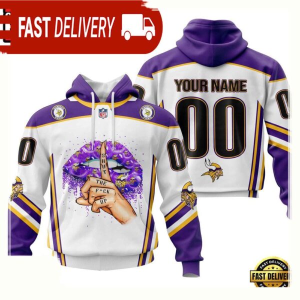 Custom Name Number NFL Minnesota Vikings Lips 3D Hoodie New Design - available at - rugbyfanstore.com