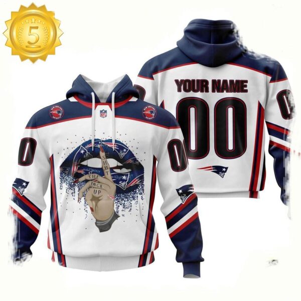 Custom Name Number NFL New England Patriots Lips 3D Hoodie New Design - available at - rugbyfanstore.com