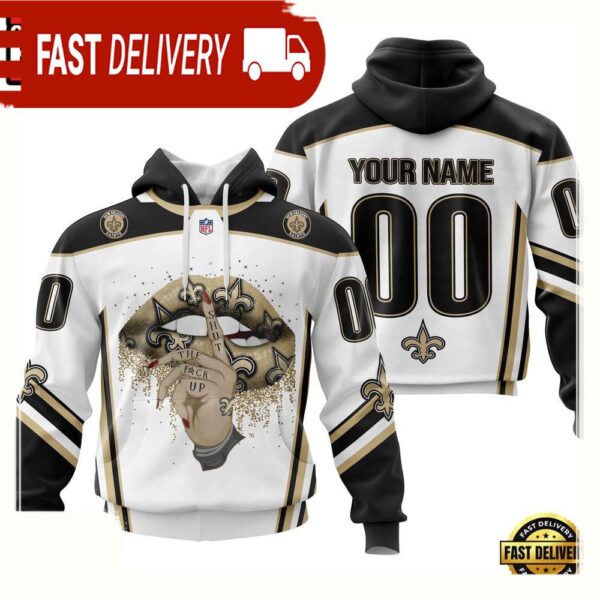 Custom Name Number NFL New Orleans Saints Lips 3D Hoodie New Design - available at - rugbyfanstore.com