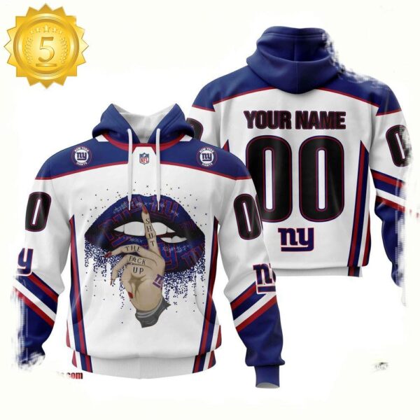 Custom Name Number NFL New York Giants Lips 3D Hoodie New Design - available at - rugbyfanstore.com