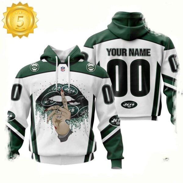 Custom Name Number NFL New York Jets Lips 3D Hoodie New Design - available at - rugbyfanstore.com