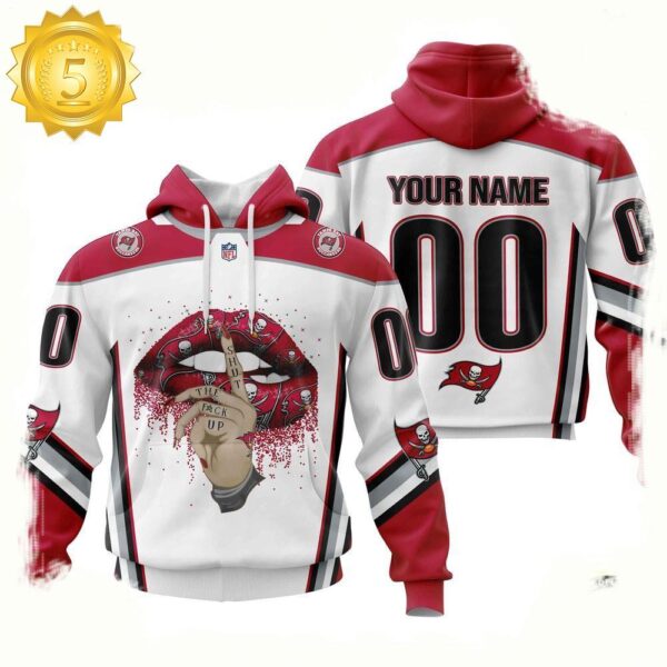 Custom Name Number NFL Tampa Bay Buccaneers Lips 3D Hoodie New Design - available at - rugbyfanstore.com