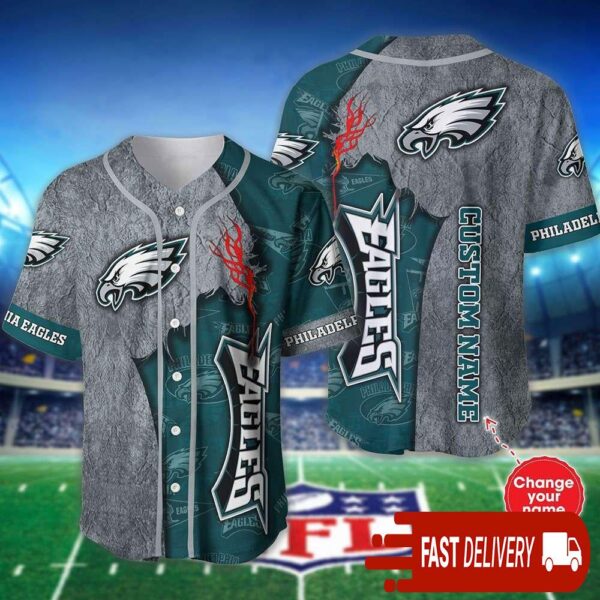 Custom Name Philadelphia Eagles Baseball Jersey Shirt NFL Gifts for Fans - available at - rugbyfanstore.com