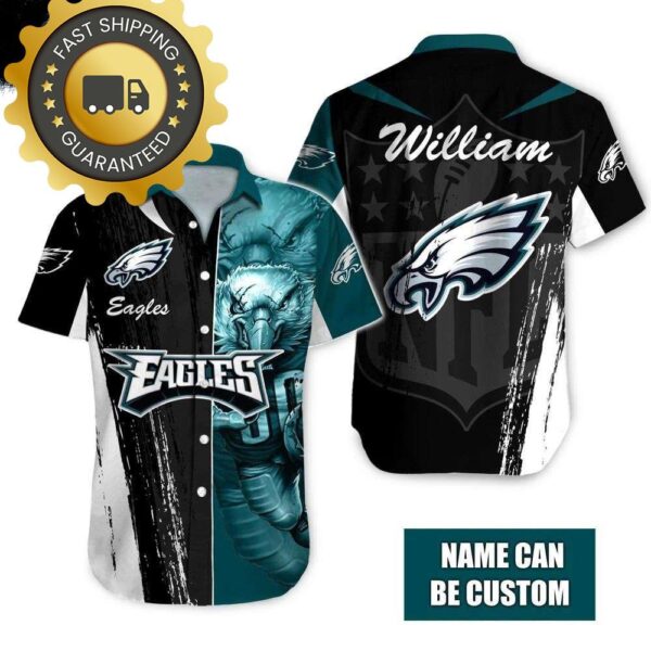 Custom Name Philadelphia Eagles NFL Hawaiian Shirt - available at - rugbyfanstore.com