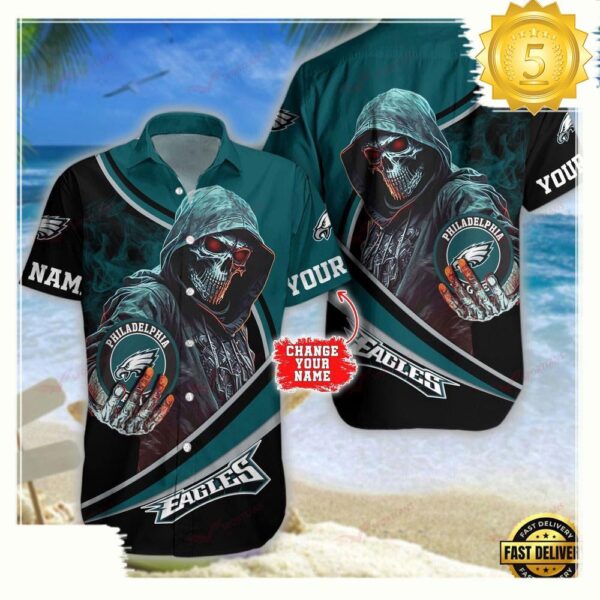 Custom Name Philadelphia Eagles NFL Hawaiian Shirt - available at - rugbyfanstore.com