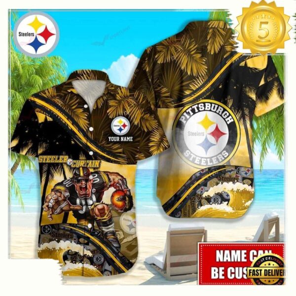 Custom Name Pittsburgh Steelers NFL Mascot Hawaiian Shirt - available at - rugbyfanstore.com