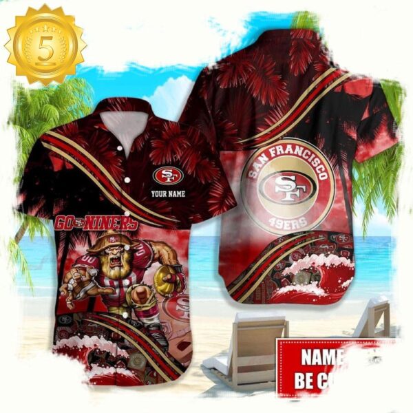 Custom Name San Francisco 49ers NFL Mascot Hawaiian Shirt - available at - rugbyfanstore.com