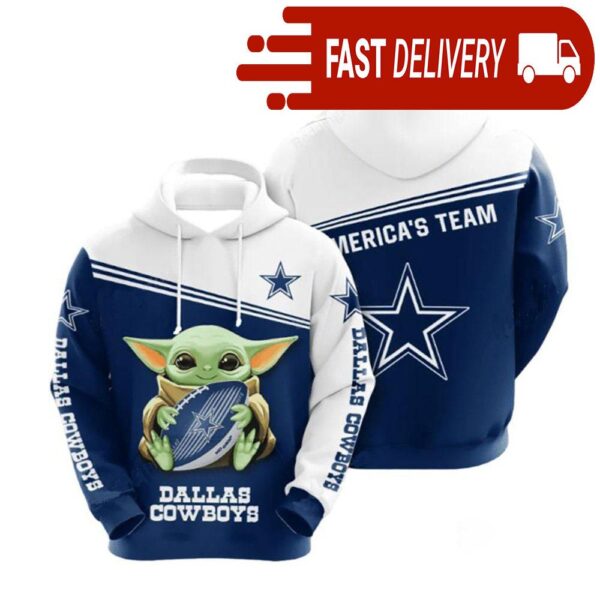 Dallas Cowboys Baby Yoda NFL Hoodie Gifts for Fans - available at - rugbyfanstore.com