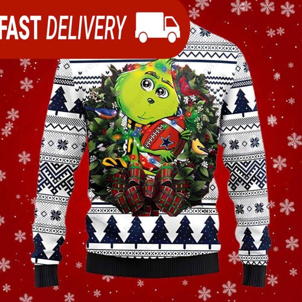 Dallas Cowboys Grinch Hug Football NFL Ugly Christmas Sweater - available at - rugbyfanstore.com