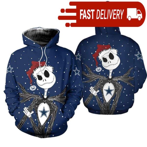 Dallas Cowboys Jack Skellington Christmas NFL Hoodie Gifts for Fans - available at - rugbyfanstore.com