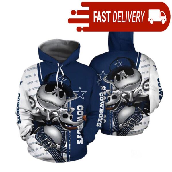 Dallas Cowboys Jack Skellington NFL 3D Hoodie Gifts for Fans - available at - rugbyfanstore.com