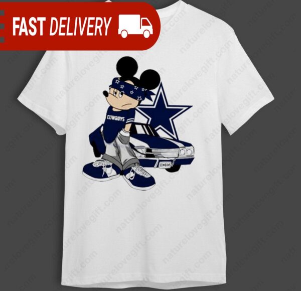 Dallas Cowboys Mickey Mouse Lowrider NFL Shirt Gift for Fans - available at - rugbyfanstore.com