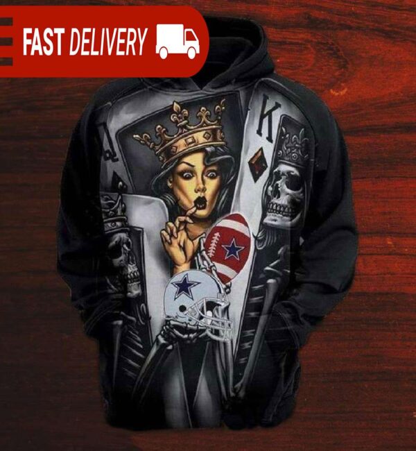 Dallas Cowboys Queen Death Play Poker Halloween NFL Hoodie Gifts for Fans - available at - rugbyfanstore.com