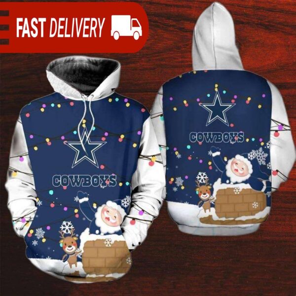 Dallas Cowboys Santa Chimney Christmas NFL Hoodie Gifts for Fans - available at - rugbyfanstore.com