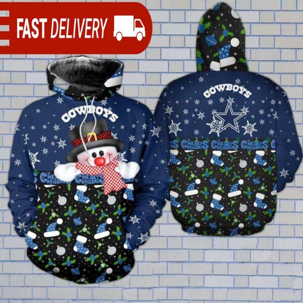 Dallas Cowboys Snowman Christmas NFL Hoodie Gifts for Fans - available at - rugbyfanstore.com