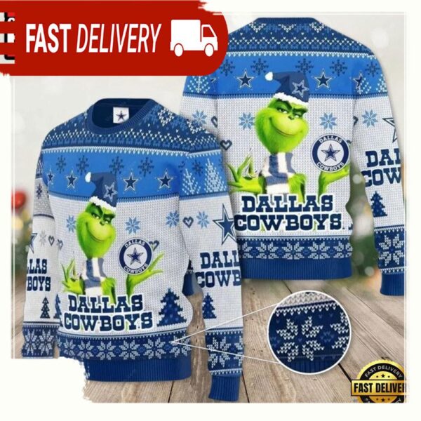 Dallas Cowboys X Grinch NFL Ugly Christmas Sweater - available at - rugbyfanstore.com