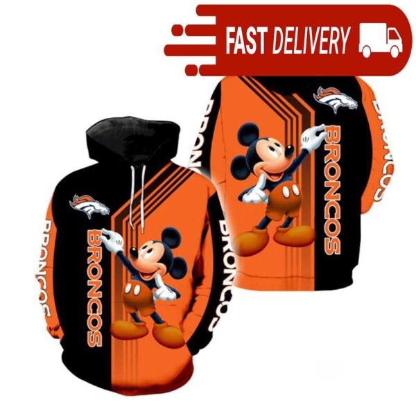 Denver Broncos Mickey Mouse Disney NFL Hoodie Gifts for Fans - available at - rugbyfanstore.com