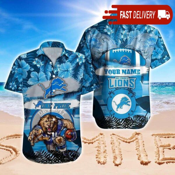 Detroit Lions Custom Name Hawaiian Shirt NFL Gift - available at - rugbyfanstore.com