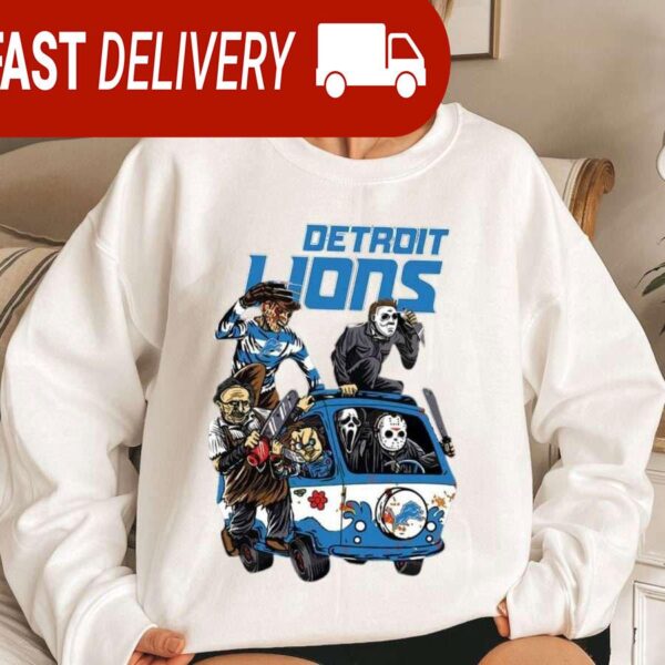 Detroit Lions Horror Character Halloween NFL Sweatshirt Gifts for Fans - available at - rugbyfanstore.com