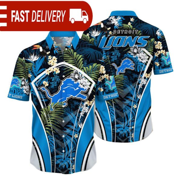 Detroit Lions NFL Flower Tropical Hawaiian Shirt - available at - rugbyfanstore.com