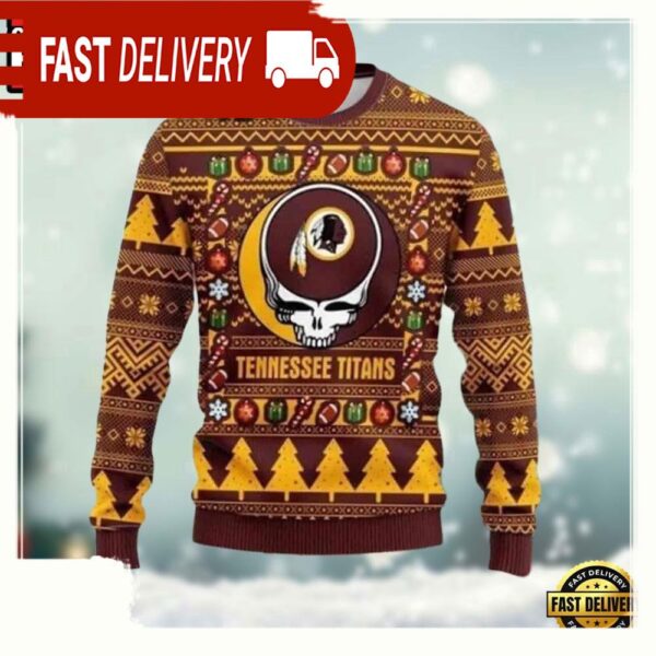 Grateful Dead Band Tennessee Titans Christmas Ugly Sweater - available at - rugbyfanstore.com