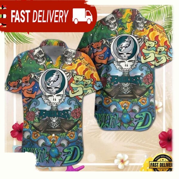 Grateful Dead X Philadelphia Eagles NFL Unisex Hawaiian Shirt - available at - rugbyfanstore.com