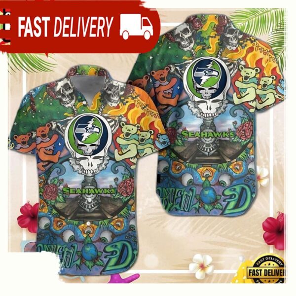 Grateful Dead X Seattle Seahawks NFL Unisex Hawaiian Shirt - available at - rugbyfanstore.com