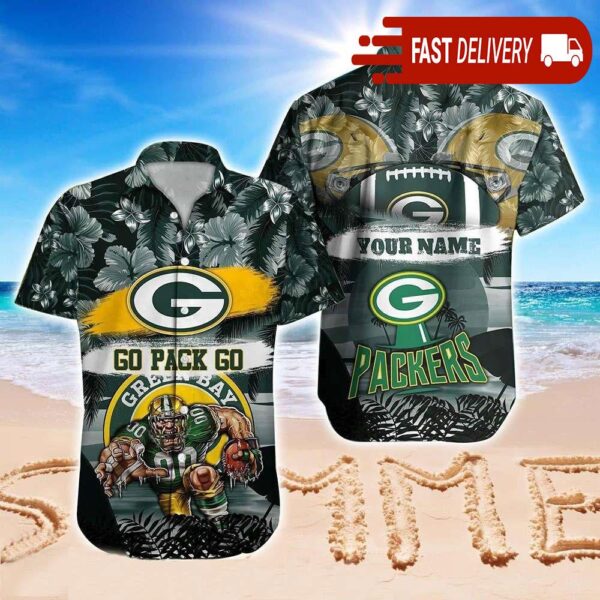 Green Bay Packers Custom Name Hawaiian Shirt NFL Gift - available at - rugbyfanstore.com