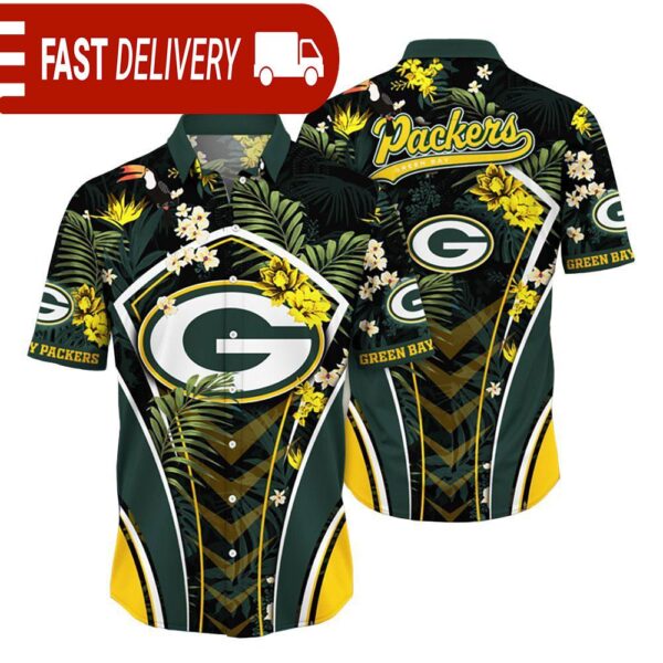 Green Bay Packers NFL Flower Tropical Hawaiian Shirt - available at - rugbyfanstore.com