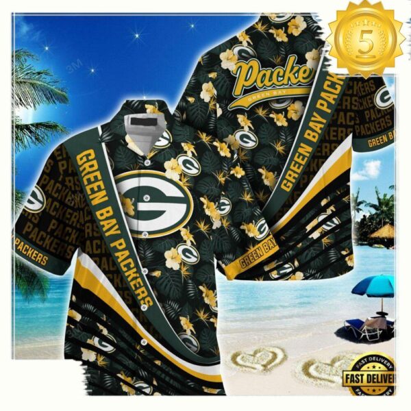 Green Bay Packers NFL Hawaii Shirt With Tropical Flower Pattern - available at - rugbyfanstore.com