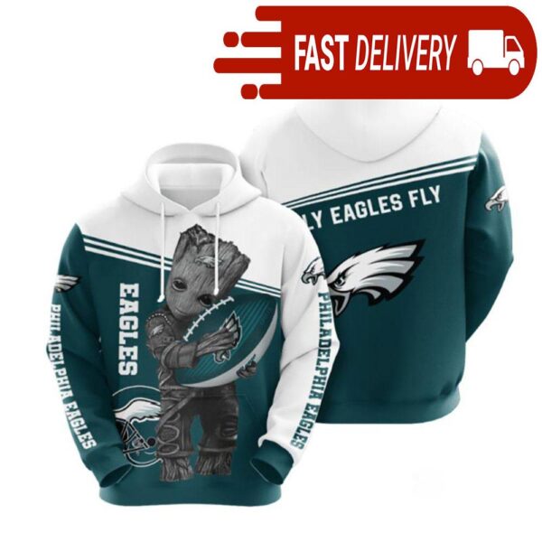 Groot Hold Philadelphia Eagles NFL Hoodie Gifts for Fans - available at - rugbyfanstore.com