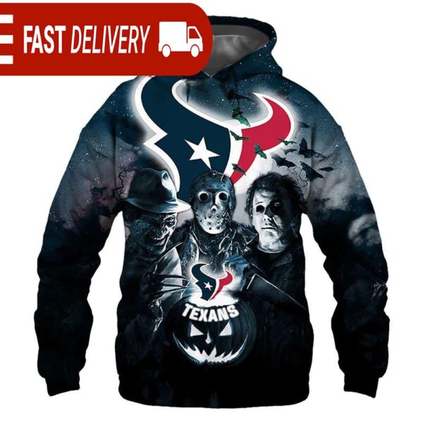 Houston Texans Horror Night Freddy Jason Michael Myers Hoodie Halloween NFL Gifts - available at - rugbyfanstore.com