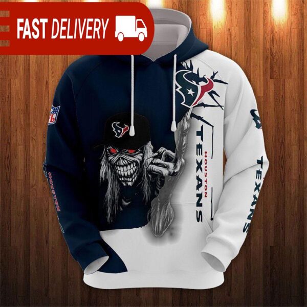 Houston Texans Long Hair Skull Halloween Hoodie NFL Gifts - available at - rugbyfanstore.com