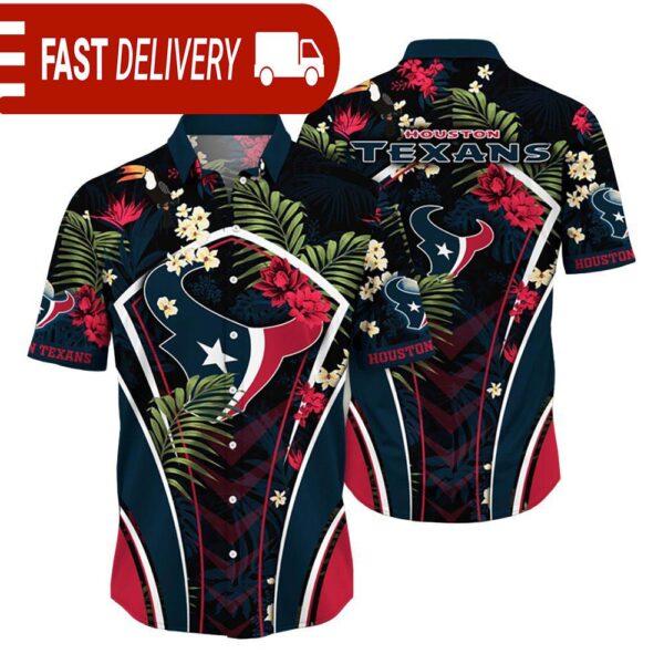 Houston Texans NFL Flower Tropical Hawaiian Shirt - available at - rugbyfanstore.com