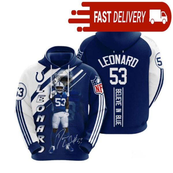 Indianapolis Colts Darius Leonard NFL 3D Hoodie Gifts for Fans - available at - rugbyfanstore.com