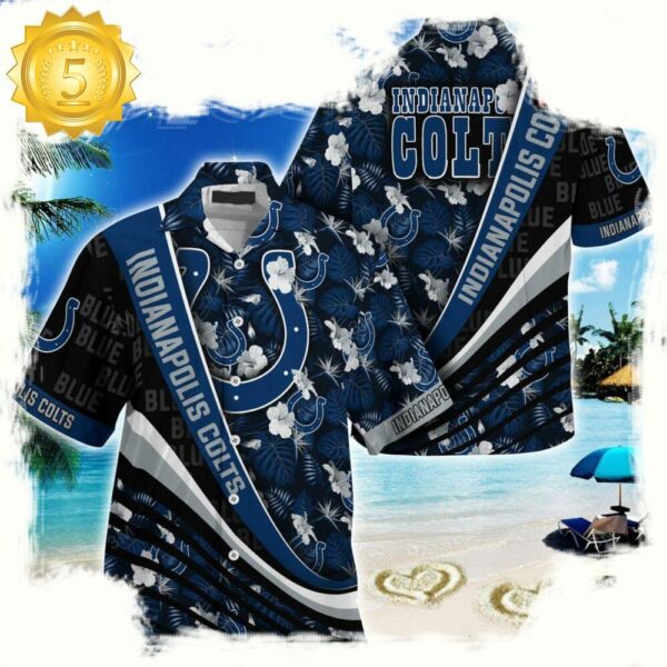 Indianapolis Colts NFL Hawaii Shirt With Tropical Flower Pattern - available at - rugbyfanstore.com