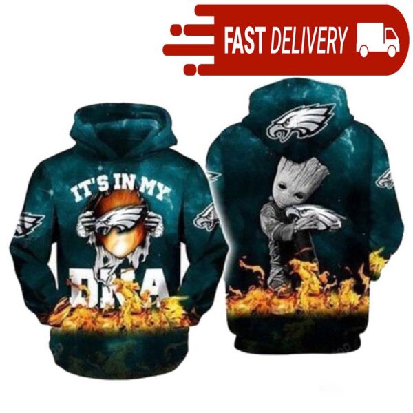 Its My Dna Philadelphia Eagles Baby Groot NFL Hoodie Gifts for Fans - available at - rugbyfanstore.com