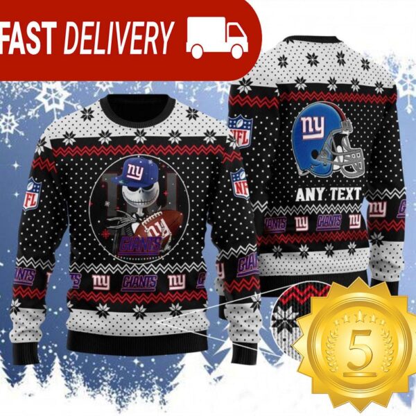 Jack Skellington New York Giant NFL Ugly Christmas Sweater - available at - rugbyfanstore.com