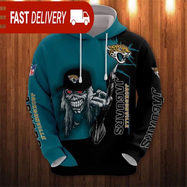 Jacksonville Jaguars Long Hair Skull Halloween Hoodie NFL Gifts - available at - rugbyfanstore.com