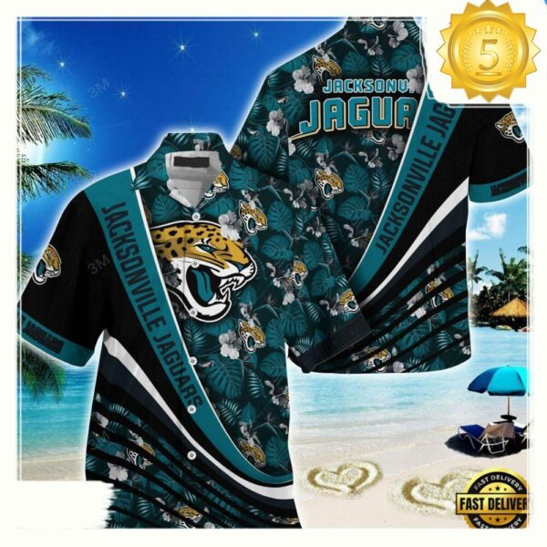 Jacksonville Jaguars NFL Hawaii Shirt With Tropical Flower Pattern - available at - rugbyfanstore.com