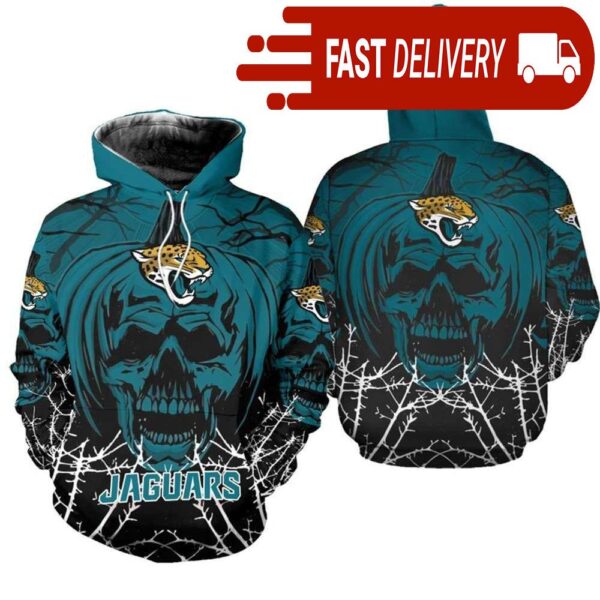 Jacksonville Jaguars Pumpkin Skull 3D Halloween Hoodie Best NFL Gifts for Fans - available at - rugbyfanstore.com