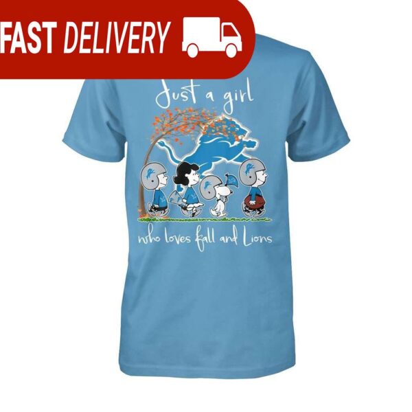 Just A Girl Who Love Fall And Detroit Lions Snoopy Unisex Shirt, Best NFL Gift for Her - available at - rugbyfanstore.com