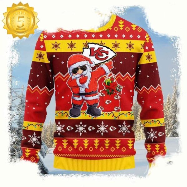 Kansas City Chiefs Dabbing Santa Claus Ugly Christmas Sweater - available at - rugbyfanstore.com