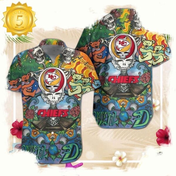 Kansas City Chiefs Grateful Dead NFL Unisex Hawaiian Shirt - available at - rugbyfanstore.com