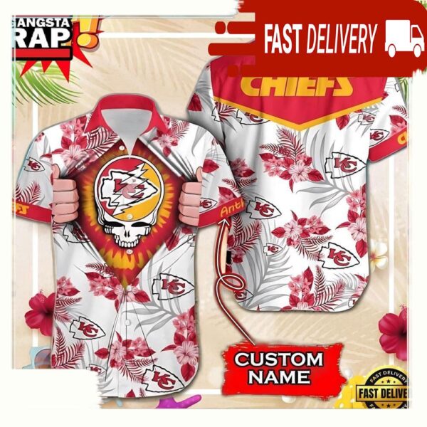 Kansas City Chiefs Grateful Dead Personalized Unisex Hawaiian Shirt - available at - rugbyfanstore.com