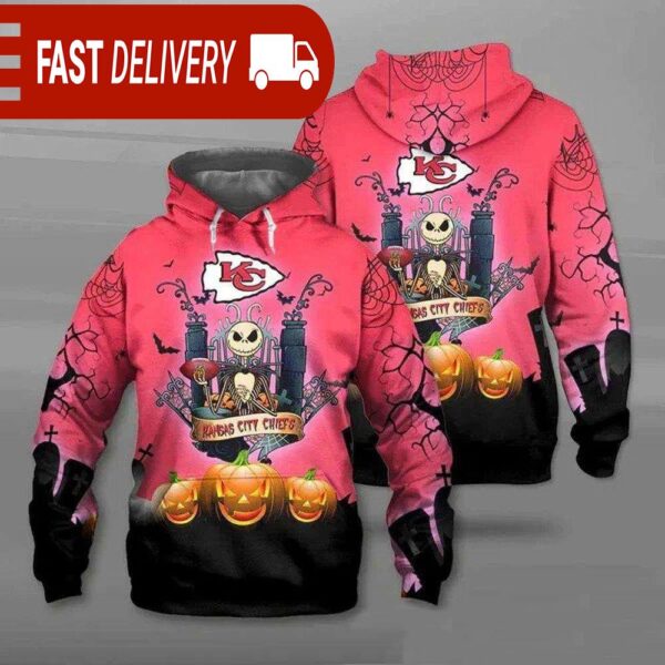 Kansas City Chiefs Jack Skellington Halloween NFL Hoodie Gifts for Fans - available at - rugbyfanstore.com