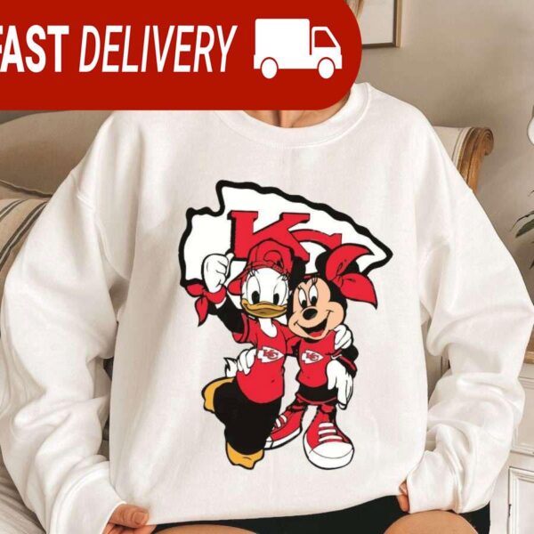 Kansas City Chiefs Mickey And Donald Disney NFL Sweatshirt Gifts for Fans - available at - rugbyfanstore.com