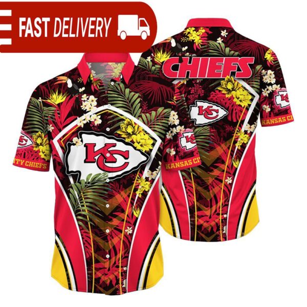 Kansas City Chiefs NFL Flower Tropical Hawaiian Shirt - available at - rugbyfanstore.com