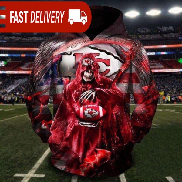 Kansas City Chiefs The Death Holding Football Halloween NFL Hoodie Gifts for Fans - available at - rugbyfanstore.com